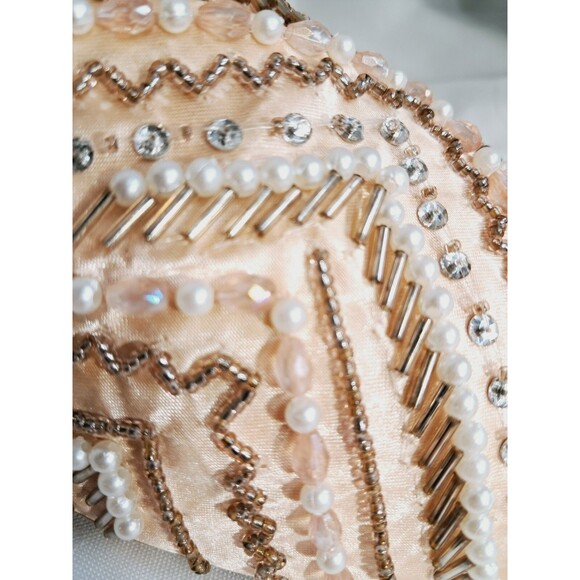 Peach Satin Embroidered Beaded Slip On Mules Zuruj Size 41 US 10 - Picture 8 of 13